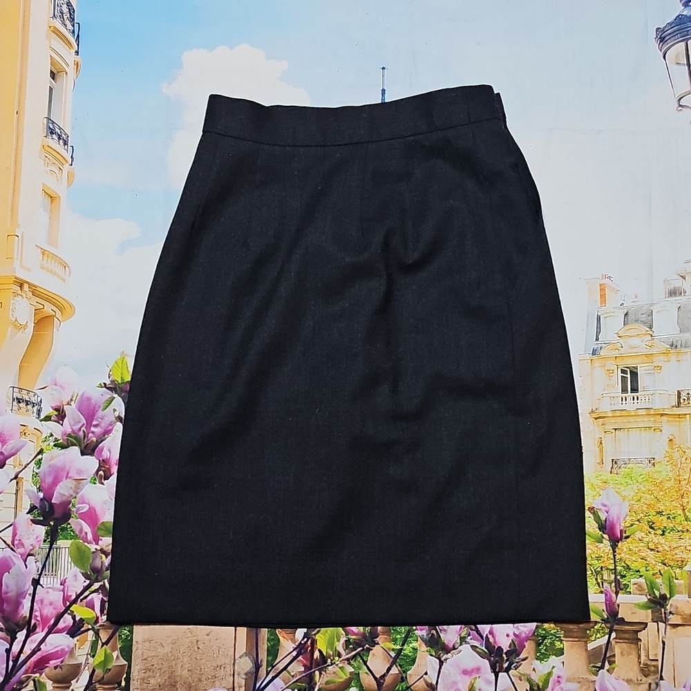 Vintage Private Agenda Dark Gray Pencil Skirt with Gold Button Details Size 4 - Picture 5 of 5